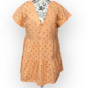 ASOS Broderie 100% Cotton Tiered Mini Dress Orange UK 10 US 6 NEW